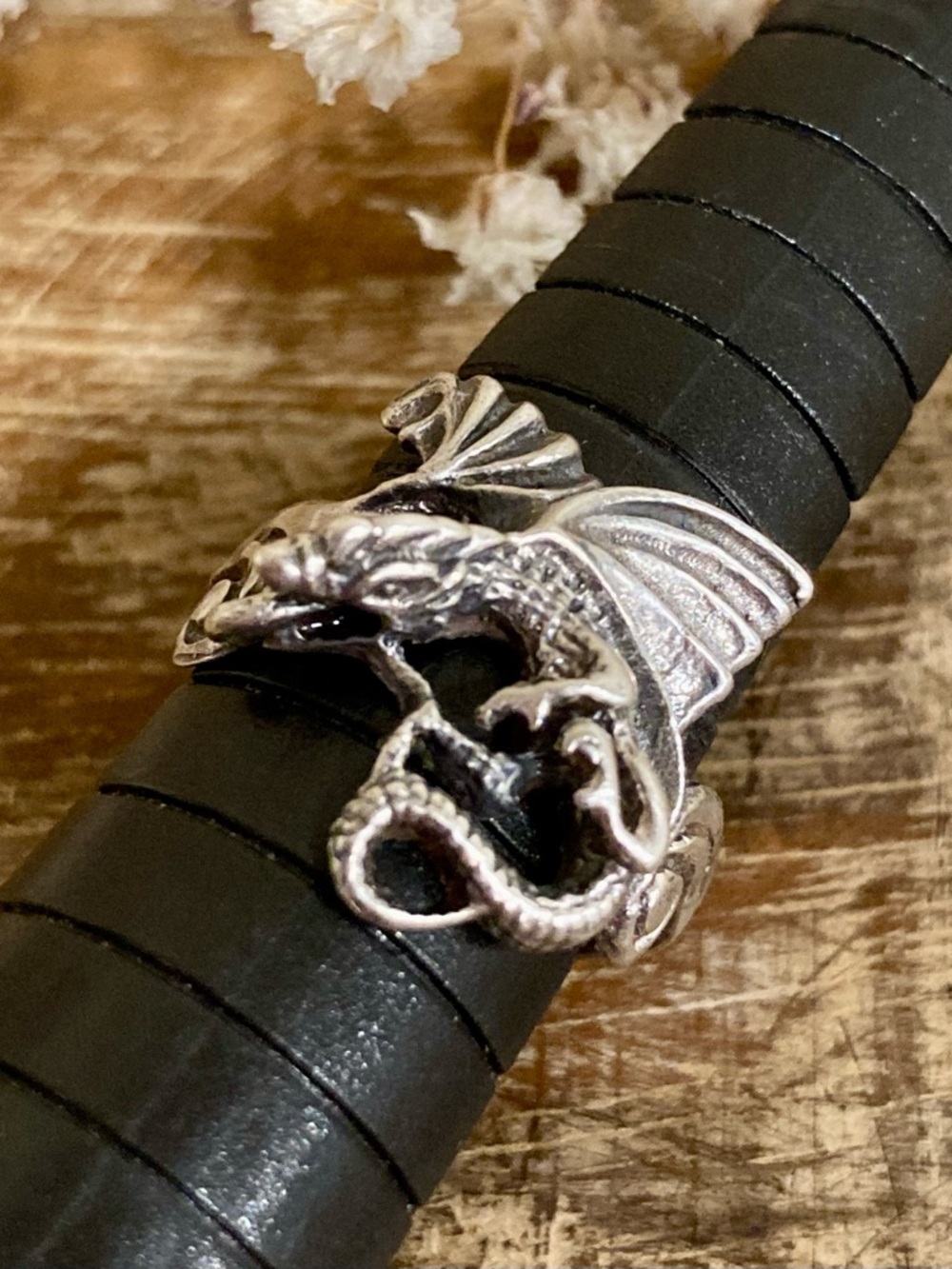 Adjustable Dragon Wrap Ring 925 Silver Poor Condtion